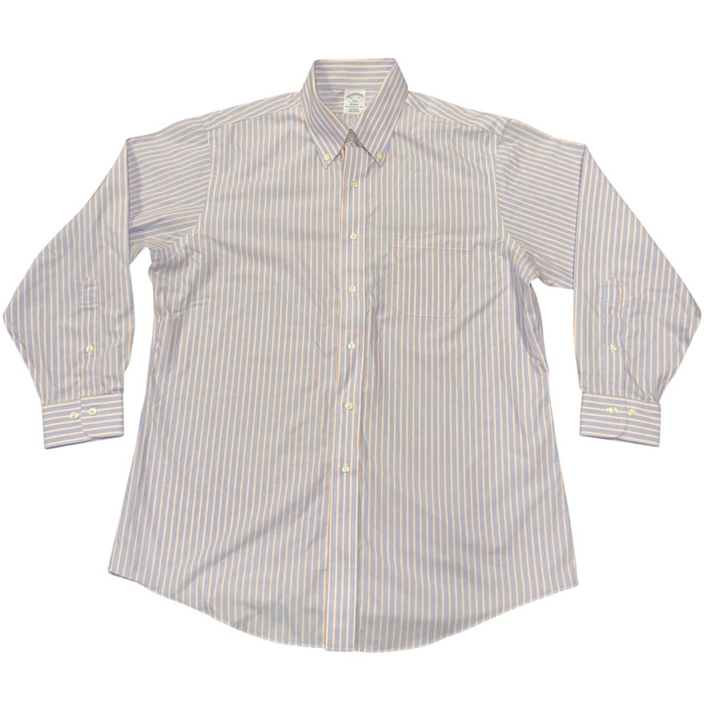 Brooks Brothers 1818 Regent Non-Iron Dress Shirt Blue Stripe 16.5 - Picture 2 of 10